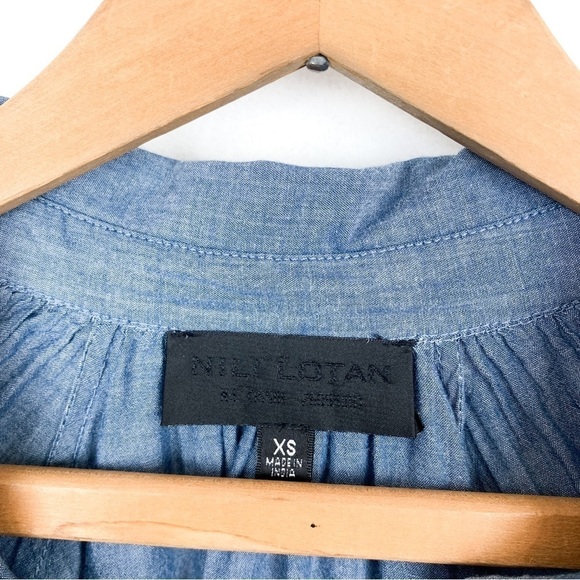 Nili Lotan Abby Romanian Chambray Embroidered Top Sz XS - Picture 6 of 10